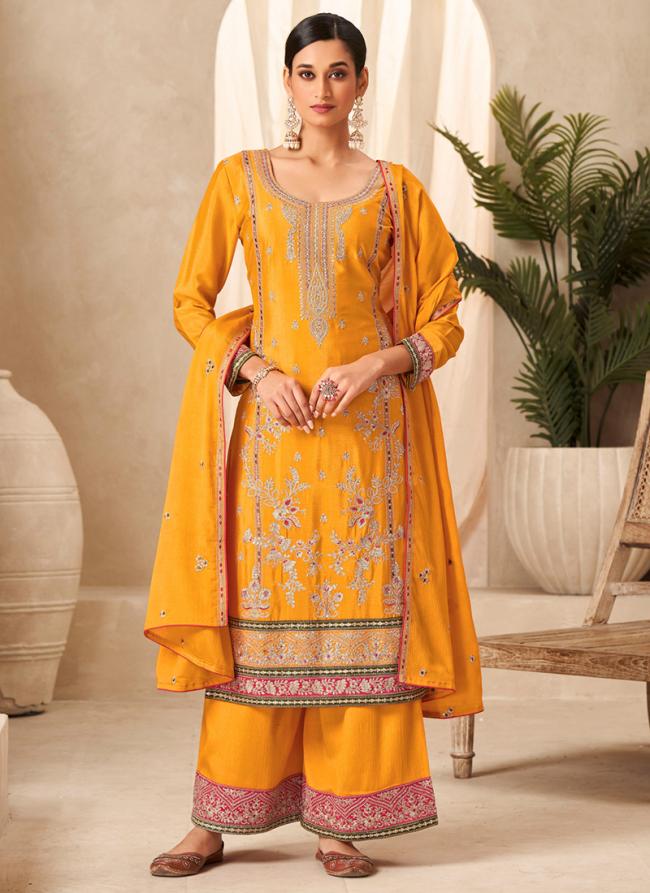 Chinnon Yellow Eid Wear Embroidery Work Salwar Suit
